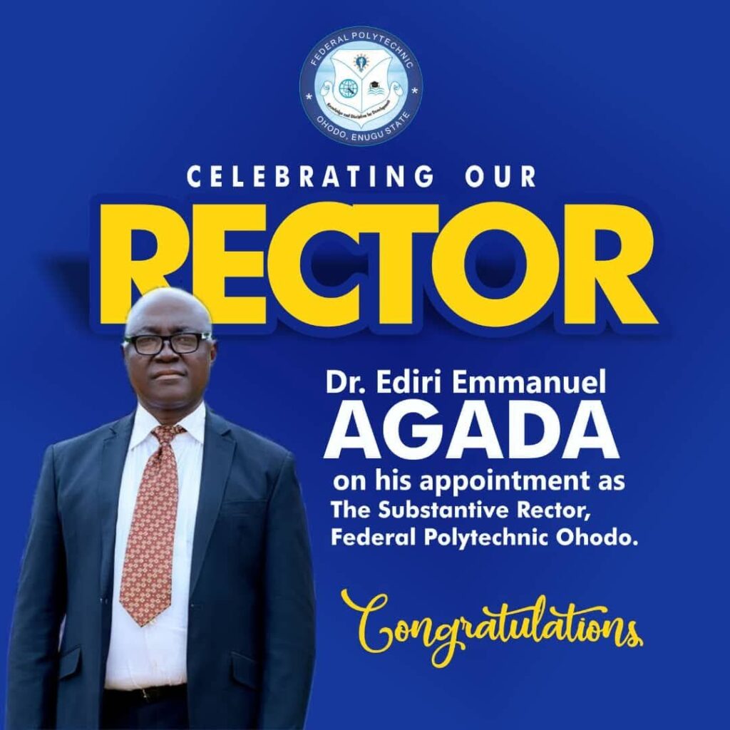 Federal Polytechnic Ohodo Welcomes New Rector, Dr. Ediri Emmanuel Agada